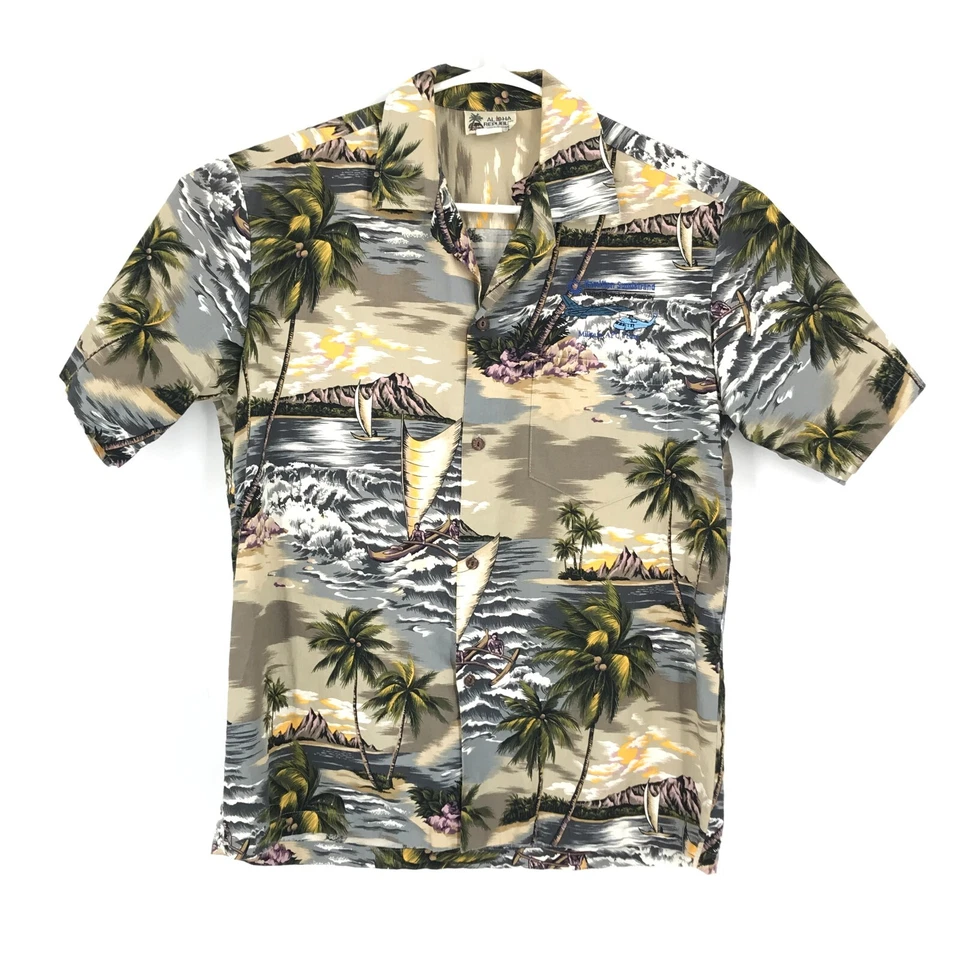 VINTAGE Aloha Republic Mens Shirt Large Brown Hawaiian Short Sleeve Button USA - Image 1 of 4