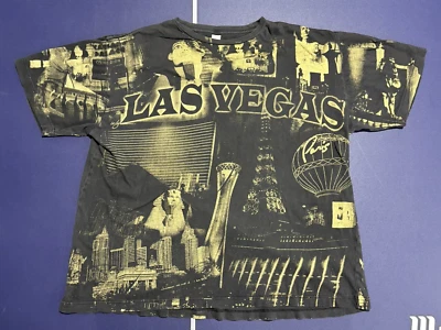 Camiseta negra y dorada Las Vegas Strip Casino Hotel estampado XL Foto 1 de 4