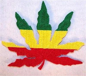 RASTA POT LEAF JACKET PATCH biker iron on REGGAE - Picture 1 of 1