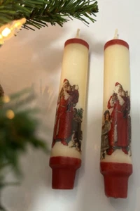"2 velas de Navidad cónicas alemanas del Viejo Mundo Santa 6"" Borg Muller Karzen" - Imagen 1 de 10