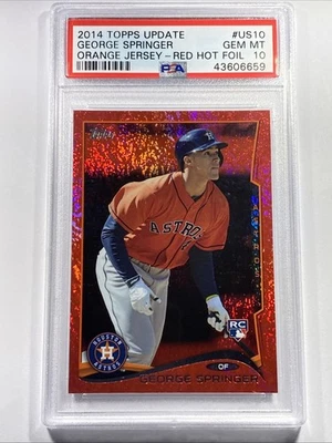 George Springer 2014 Topps Update Orange Jersey “Target Red Hot Foil” RC PSA 10 - Image 1 of 2