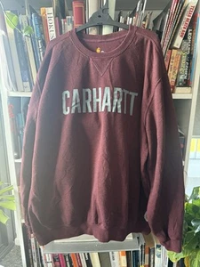Carhartt Sweater Jumper Maroon 2XL Original Fit - Picture 1 of 8