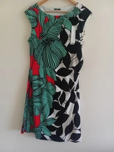 BNWT ROMAN SHIFT DRESS RUCHED SIDE LEAF PRINT SIZE 16 - Picture 1 of 7