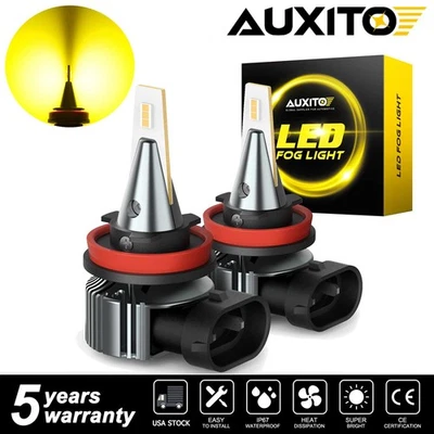 AUXITO Yellow H8 H11 LED Fog Driving Light Bulb 2x SUPER BRIGHT 4000LM 3000K USA - Image 1 of 4