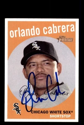 Signed Baseball Card Auto 2008 Topps Heritage #114 Orlando Cabrera White Sox - Image 1 of 2