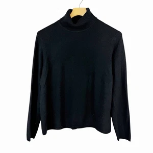 Parisian Signature Vintage 100% Cashmere Black Turtleneck Sweater Women’s XL - Picture 1 of 7