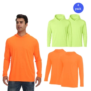 Zfeel Hi Vis Safety Dry Fit Hoodie Moisture-wicking Neon Orange & Green, Pack 4 - Picture 1 of 8