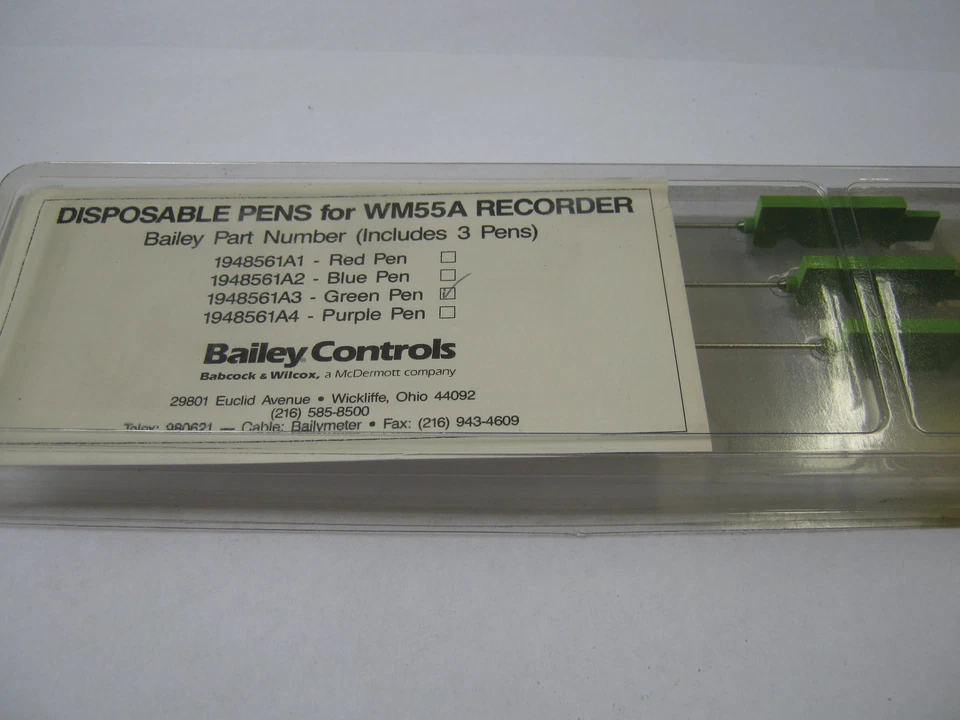 1948561A3 - GREEN DISPOSABLE PENS FOR WM55A RECORDER - Image 1 of 3