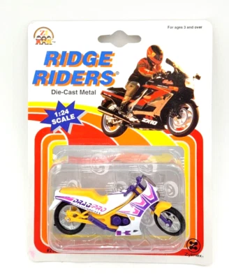 1994 Zylmex Ridge Riders Drag Pro Equipment Die Cast Motorcycle 1:24 Yellow - Image 1 of 4