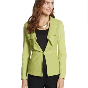 NWT $139 Chico's Chartreuse Lime Green Boiled Wool Sweater Jacket Womens Medium - Picture 1 of 12