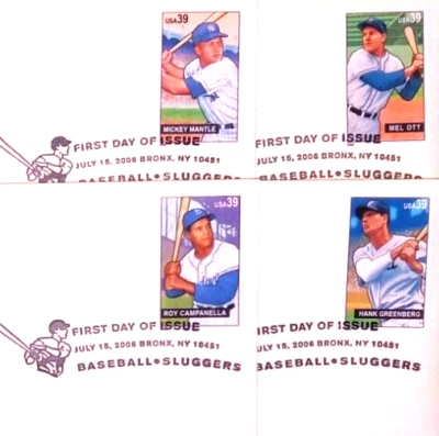 Baseball Sluggers - COMPLETE SERIES OF ALL 4! - 2006 22kt Golden Replica Stamps - Image 1 of 4