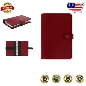 Pillarbox Red Leather Planner - 2025 Weekly Organizer with Multiple Pockets - Picture 1 of 4