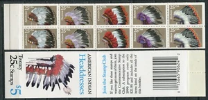 ESTADOS UNIDOS 1990, TOCADOS INDIOS, Sc 2505a LIBRO COMPLETO DE 2 PANELES MNH - Imagen 1 de 1