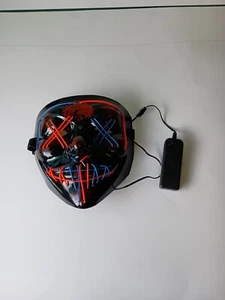 Costume maschera LED Halloween clubbing illuminazione rave cosplay festa purga blu rosso - Foto 1 di 3