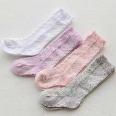 Girl Kid baby White Pink Knee high socks baby socks Tights 0-24 months - image 1 of 4