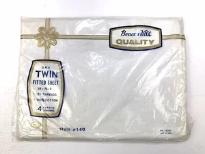 Wamsutta Beacon Hill One Twin Fitted Sheet 131 Threads 4 Elastic Corners Set VTG - Bild 1 von 2