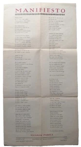 Parra, Nicanor - Manifiesto - Roser Bru - 76 x 39 cm - (1963) - Picture 1 of 2