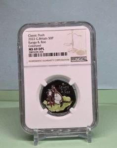 2022 UK 50p DISNEY'S CLASSIC POOH KANGA & ROO NGC MS69 DPL C not niue - Picture 1 of 9