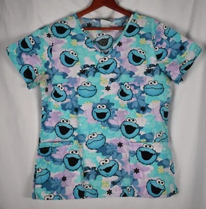 Cookie Monster Small Scrub Top Sesame Street Muppets - Picture 1 of 4