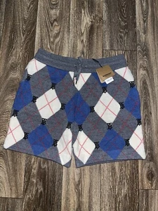 Burberry Grey Monogram Argyle Wool/Cashmere Blend Shorts Men’s L - Picture 1 of 11