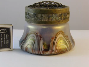 Vase mit Metallgitter Loetz ? Böhmen irisiernd schöner original Zustand - Bild 1 von 5