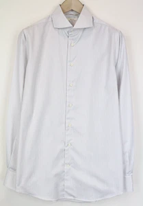 SUITSUPPLY Traveller Men Shirt 40/15 3/4 Slim Grey Stripes Long Sleeved Cotton - Imagen 1 de 9