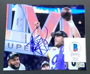 MATT MATTHEW STAFFORD SIGNED 8X10 PHOTO LOS ANGELES LA RAMS NFL SUPER BOWL BAS - Picture 1 of 3
