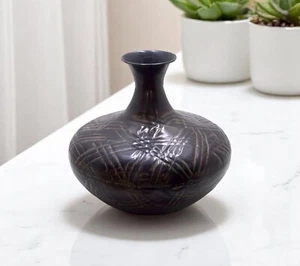 Handcrafted Vintage Bronze Metal Vase | Table Top Decor Flower Vase - Picture 1 of 5