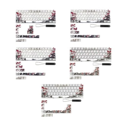 80PCS Plum Blossom Keycaps PBT Material QWERTZ AZERTY 61 64 67 68 Keyboard Keys - Image 1 of 4