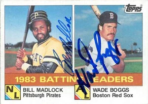 Tarjeta de béisbol autografiada 1984 de Bill Madlock & Wade Boggs Topps #131 líderes - Imagen 1 de 1