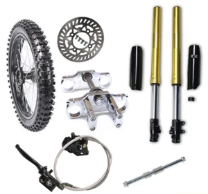 70/100-17 Front Wheel Tire Rim & Forks Triple Tree For Dirt Pit Bike 125 150cc - Imagen 1 de 14