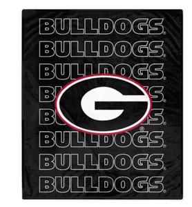 Manta negra de fútbol americano Georgia Bulldogs NCAA 60"" X 70"" UGA - Imagen 1 de 6