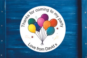 Personalised Balloons Birthday Round Gift Bag, Stickers, Labels Sweet Cone Party - Picture 1 of 1