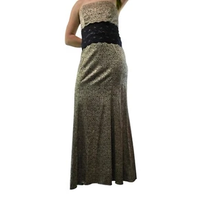 Vintage Dress Womens Large 90s Y2K Whimsy Goth Strapless Prom Champagne Lace - Picture 1 of 12