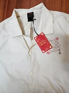 DISNEY Our Universe MULAN Windbreaker Jacket Snap Up Cream Nylon Size Large - Picture 1 of 7