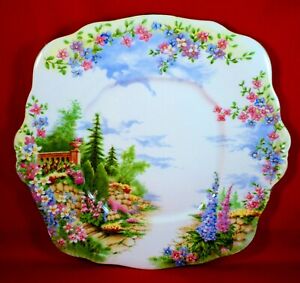 ROYAL ALBERT Cake Plate KENTISH ROCKERY China 1930's as supplied to QUEEN MARY