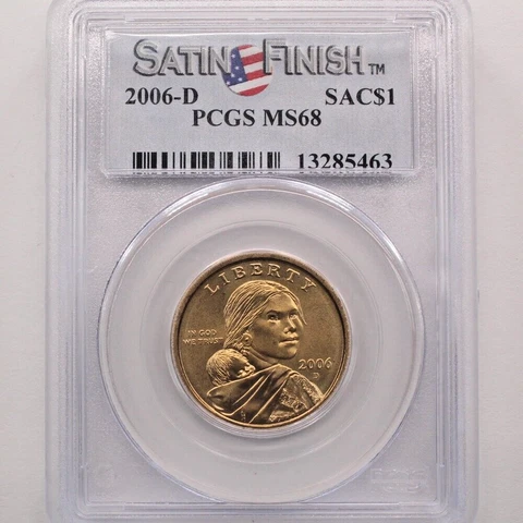 2006 D NATIVE AMERICAN SACAGAWEA DOLLAR PCGS MS68 SATIN FINISH $1 US COIN Cover