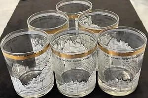 6 CERA 1958-1968 10 Yr DOW JONES INDUSTRiAL AVERAGE 12oz Rocks Glasses 4” VGUC - Picture 1 of 13