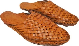 Indian Men leather mules with sole support kolhapuri men shoes hippie sandals - Picture 1 of 5