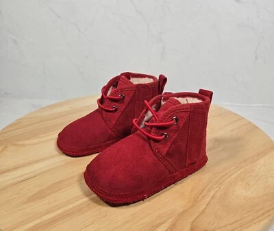 UGG Neumel ботинки Baby Sz 04/05 красный крюк и петля с подкладкой ботинок - Изображение 1 из 4