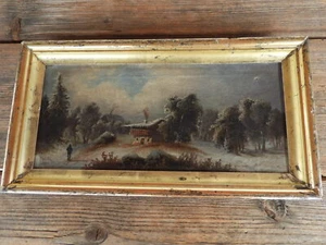 c.1860 RORSCHACH SUIZA? CUADRO ROMÁNTICO 39x20cm óleo sobre lino en marco de oro lavado - Imagen 1 de 9