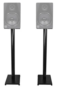 Pair Rockville RS37B 37" Steel Bookshelf Speaker/Studio Monitor Stands in Black - Picture 1 of 9
