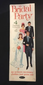 Vintage COLLECTABLE Whitman 1968 Bridal Party Set Paper Dolls 4 w/ Box & Stands - Picture 1 of 10