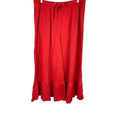 Pantalones Peace Love World Regular Tejido Gasa Niveles Pierna Ancha Rojo Carmesí Talla Grande Foto 1 de 2
