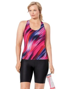 Swimsuits for All Chlorine Resistant Racerback Tankini Set With Bike Short - - Picture 1 of 21