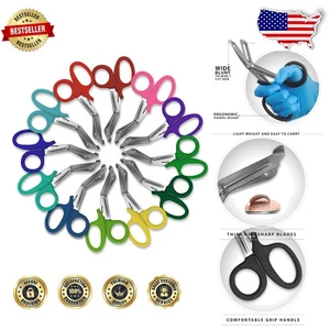 EMS Scissors 7.5" Assorted Colors - 12pk, Heavy Duty, Razor Sharp Blades - Picture 1 of 11