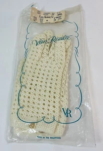 Vintage Crocheted Cotton Dress Gloves Van Raalte Sz 6 - Picture 1 of 3