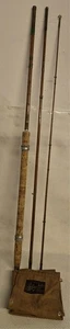 Vintage Edgar Sealey & Sons 'Octopus' 3-Piece Fishing Rod In Canvas Carry Bag - Picture 1 of 9