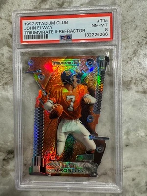 John Elway 1997 Stadium Club Triumvirate Refractor #T1a PSA 8 Denver Broncos - Image 1 of 3