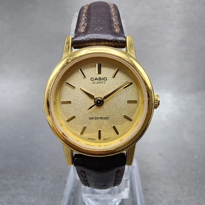 Casio LTP-1095 Watch Women 23mm Gold Dial Gold Tone Round Leather New Battery - Image 1 of 4